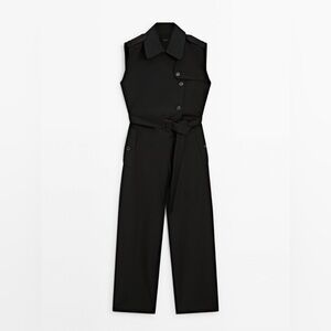 NWT Massimo Dutti Black Belted Jumpsuit